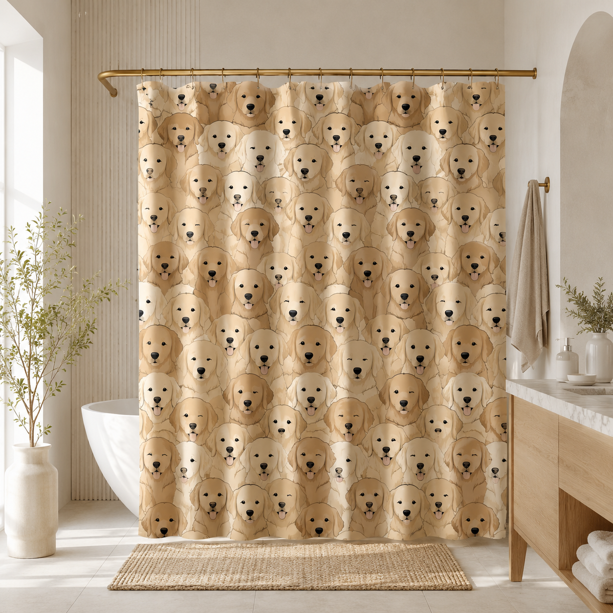 Custom Photo Dog Face Shower Curtain | Gift For Dog Lovers