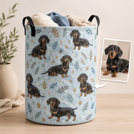 Custom Photo Dog Laundry Basket | Gift For Dog Lovers | Dog Bathroom Decor