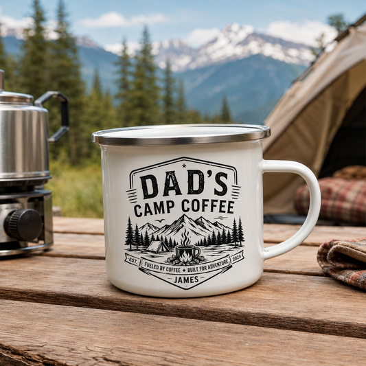 Personalized Dad Camp Mug 12oz, Custom Dad Enamel Cup, Gift For Dad TOM99