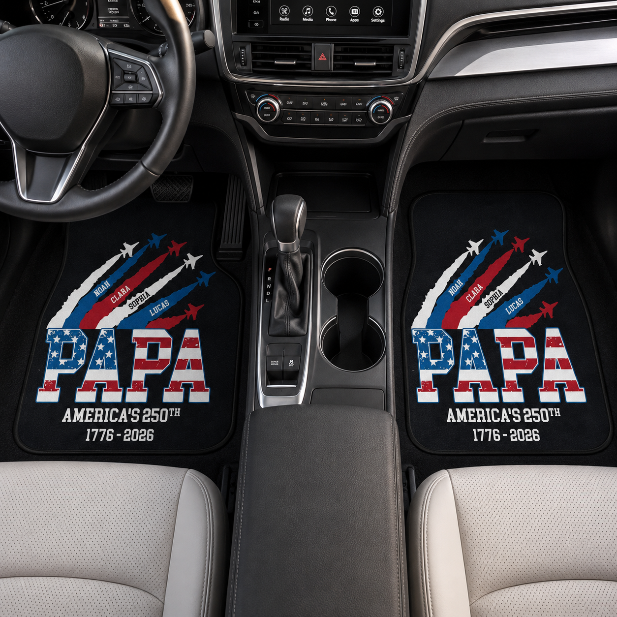 Personalized Dad Flannel Car Floor Mats, Custom Dad Floor Mats, Gift For Dad TOM99