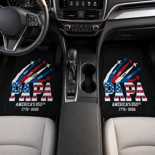 Personalized Dad Flannel Car Floor Mats, Custom Dad Floor Mats, Gift For Dad TOM99