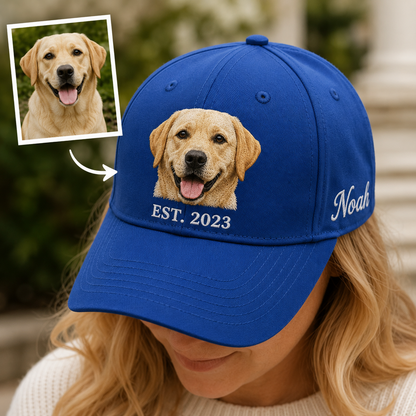 Custom Dog Face Embroidered Hat, Custom Embroidered Pet Portrait Hat | Gift For Dog Lover Pa99