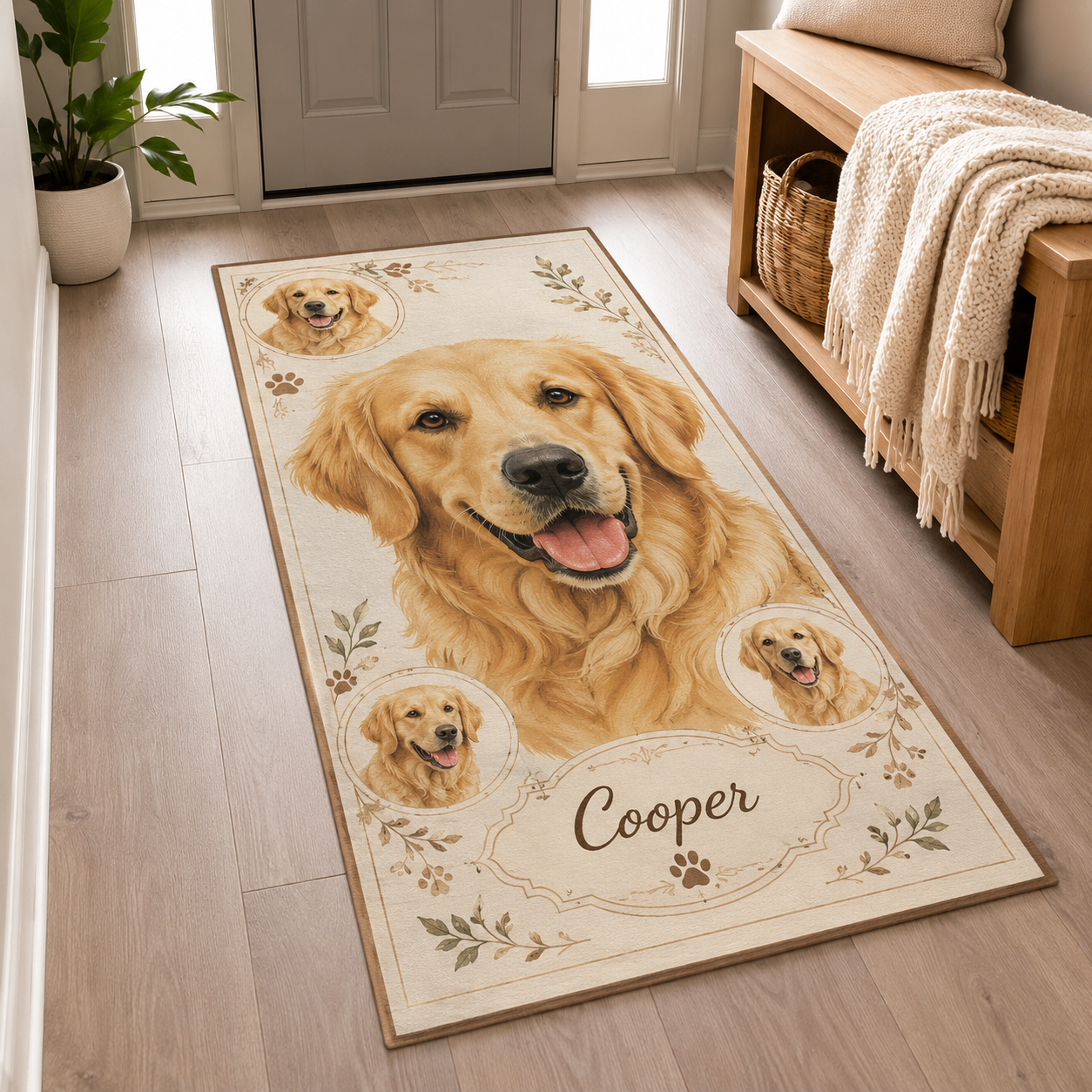 Custom Photo Dog Runner Rug | Pet Hallway Runner Carpet | Gift For Dog Lovers