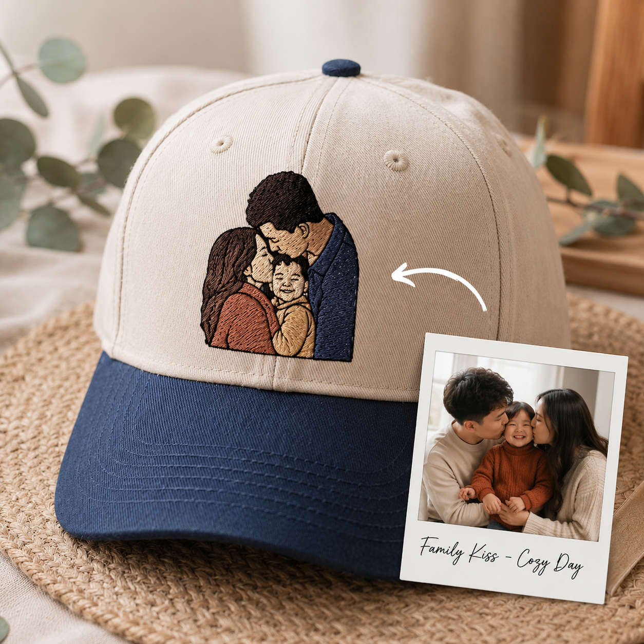 Custom Photo Dad Family Embroidered Hat, Personalized Cap, Custom Portrait Dad Hat, Father’s Day Gift TOM99