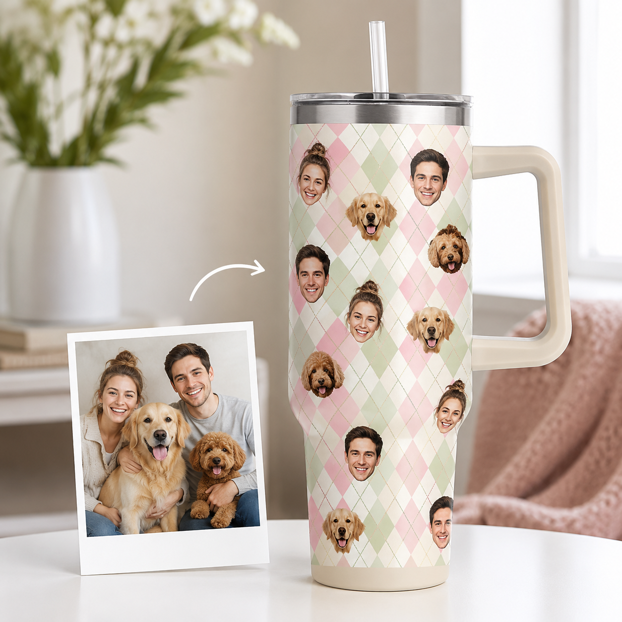 Custom Photo Dad 40oz Tumbler, Personalized Dad Tumbler, Father’s Day Gift TOM99