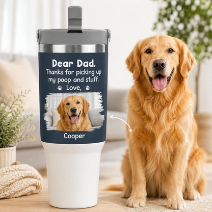 Custom Photo Dog Dad 30oz Tumbler | Gift For Dog Lovers | Pet Lover Gifts TOM99