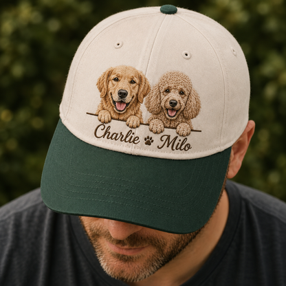 Custom Dog Face Embroidered Hat, Custom Embroidered Pet Portrait Hat | Gift For Dog Lover Pa99