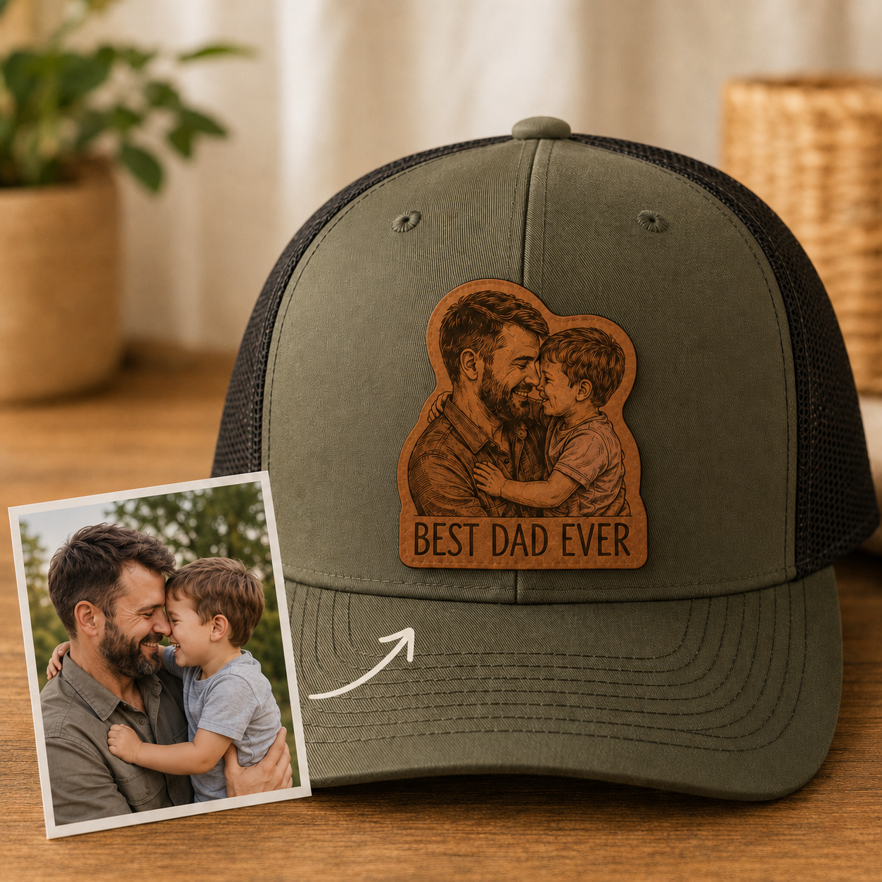 Personalized Best Dad Ever Gift Trucker Hat | Custom Dad Photo Hat | Father's Day Gift | Gift For Dad | Dad Gifts TOM99