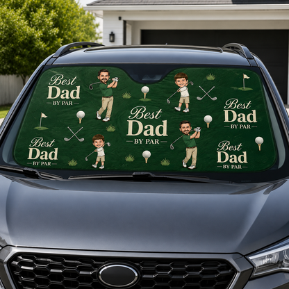 Personalized Dad Golf Car Windshield Sun Shade, Custom Car Sun Shade for Dad, Gift For Dad TOM99