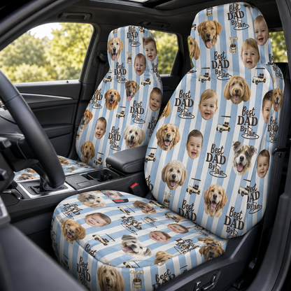 Personalized Best Dog Dad Portrait Car Seat Cover, Custom Dad Seat Protector, Gift For Dad TOM99