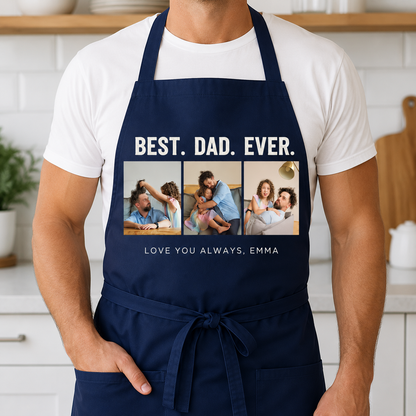 Custom Photo Best Dad Ever Apron, Personalized Apron For Dad, Gifts For Dad - TOM99