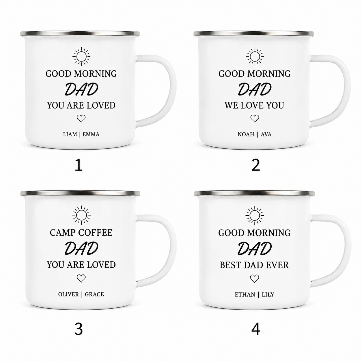 Personalized Dad Camp Mug 12oz, Custom Dad Enamel Cup, Gift For Dad TOM99
