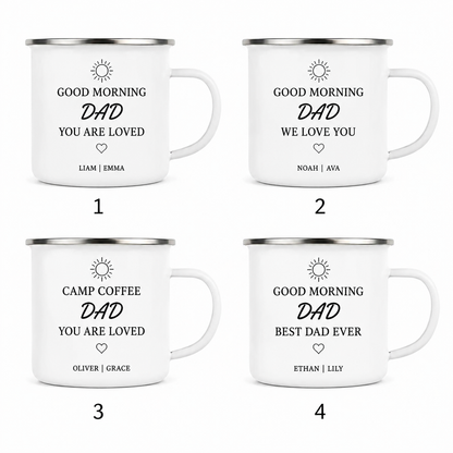 Personalized Dad Camp Mug 12oz, Custom Dad Enamel Cup, Gift For Dad TOM99