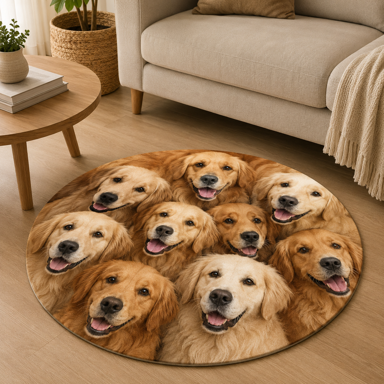Custom Photo Dog Face Round Carpet | Photo Pet Round Rug | Gift For Dog Lovers