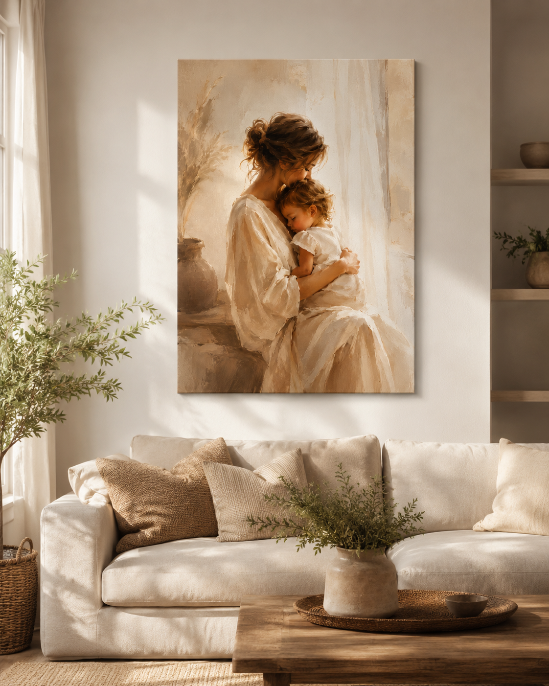 Custom Photo Mom Hug Baby Canvas Wall Art - Custom Gift For Mom TOM99
