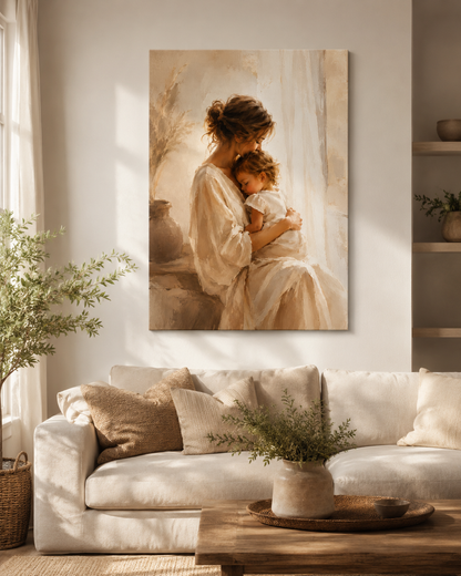 Custom Photo Mom Hug Baby Canvas Wall Art - Custom Gift For Mom TOM99