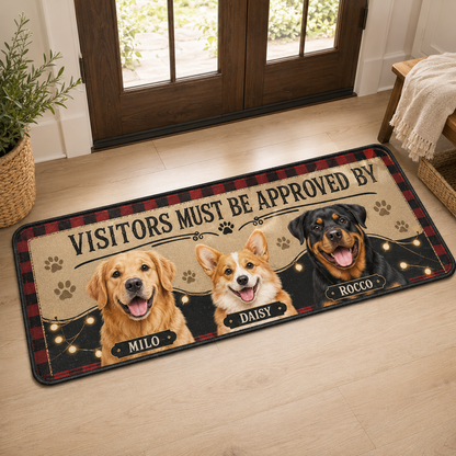 Custom Photo Visitors Must Be Approved By Dogs Runner Rug | Pet Hallway Runner Carpet | Gift For Dog Lovers