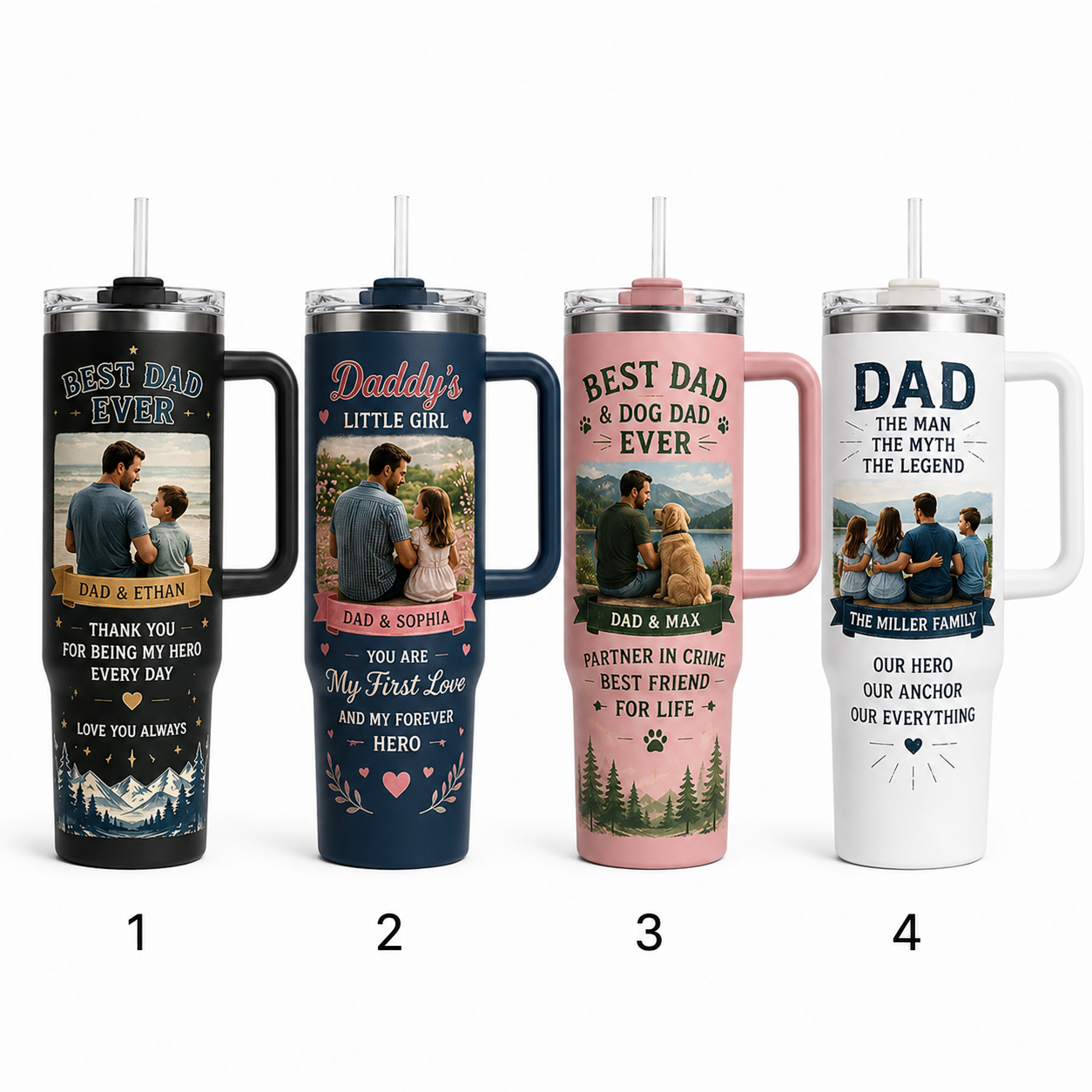 Custom Photo Dad Hero 40oz Tumbler, Personalized Dad Tumbler, Father’s Day Gift TOM99