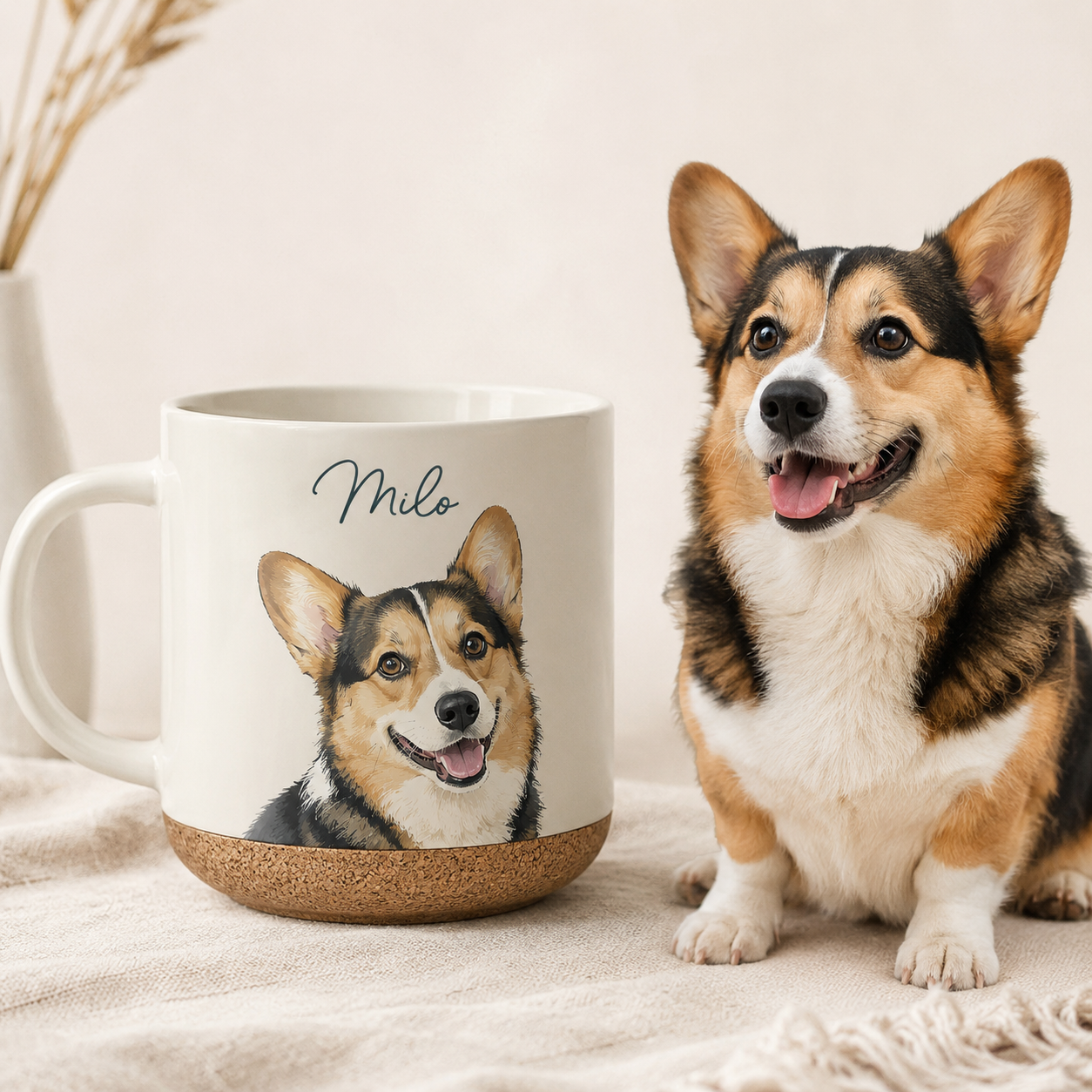 Custom Photo Dog 12oz Cork Mug | Gift For Dog Lovers | Pet Lover Gifts TOM99