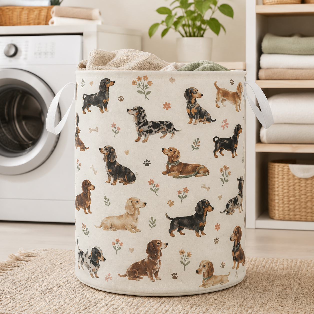 Custom Photo Dog Laundry Basket | Gift For Dog Lovers | Dog Bathroom Decor