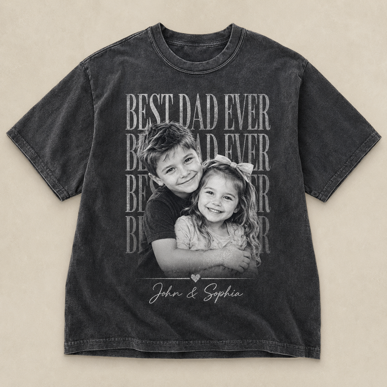 Custom Photo Dad & Kids Wash T-Shirt, Personalized Dad Gifts | Gift For Dad TOM99