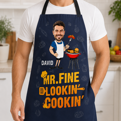 Custom Photo Dad Grill Apron, Personalized Apron For Dad, Gifts For Dad - TOM99