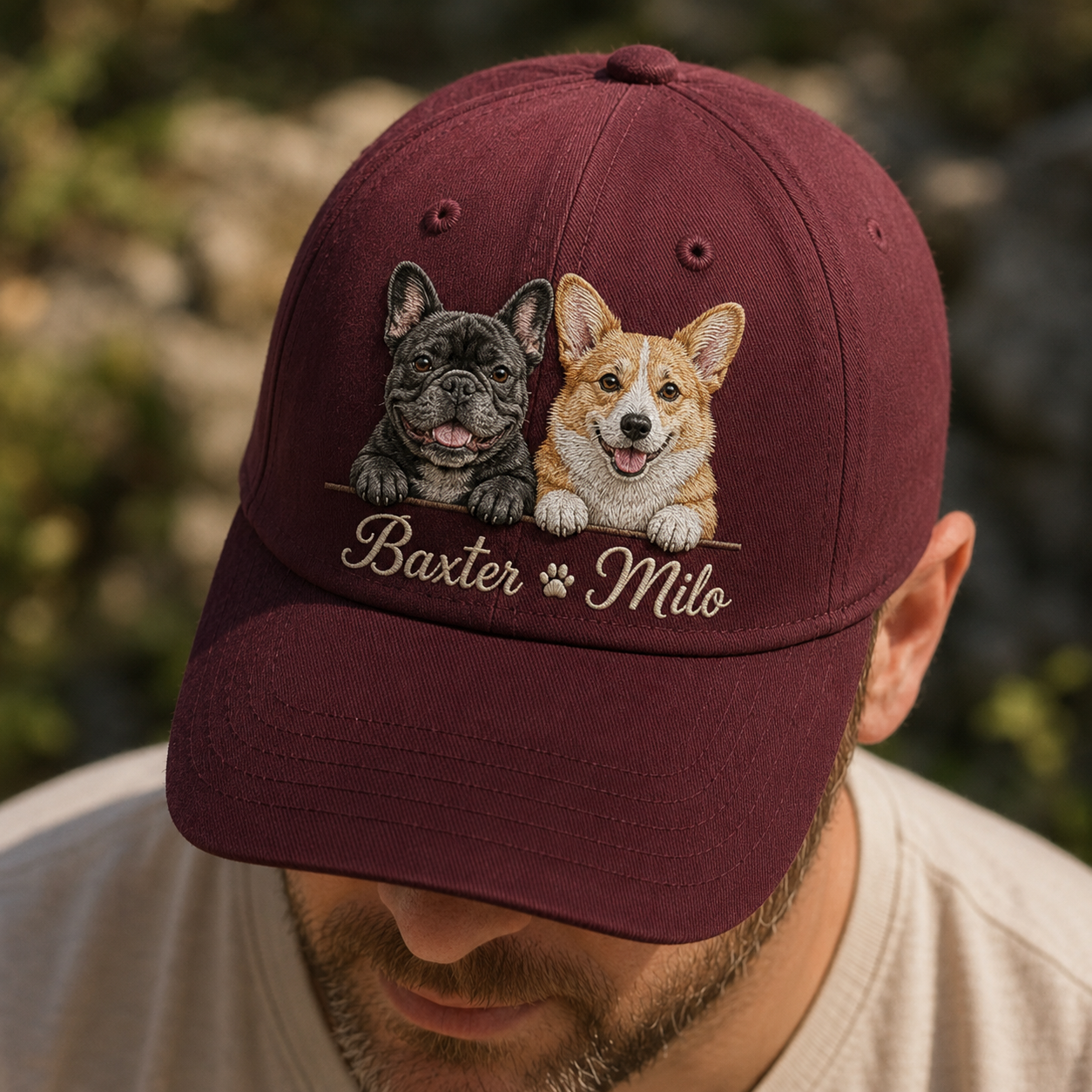 Custom Dog Face Embroidered Hat, Custom Embroidered Pet Portrait Hat | Gift For Dog Lover Pa99