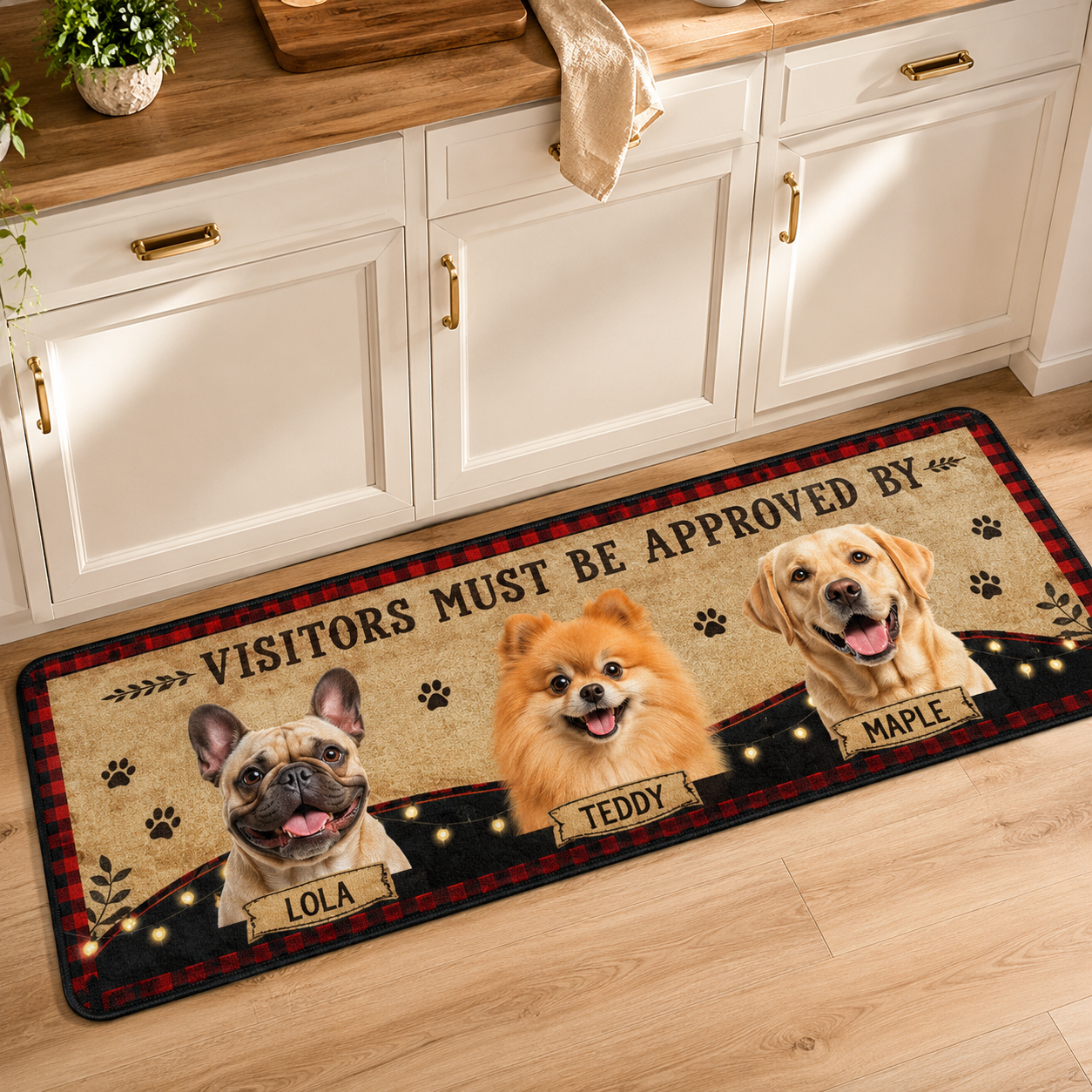 Custom Photo Visitors Must Be Approved By Dogs Runner Rug | Pet Hallway Runner Carpet | Gift For Dog Lovers