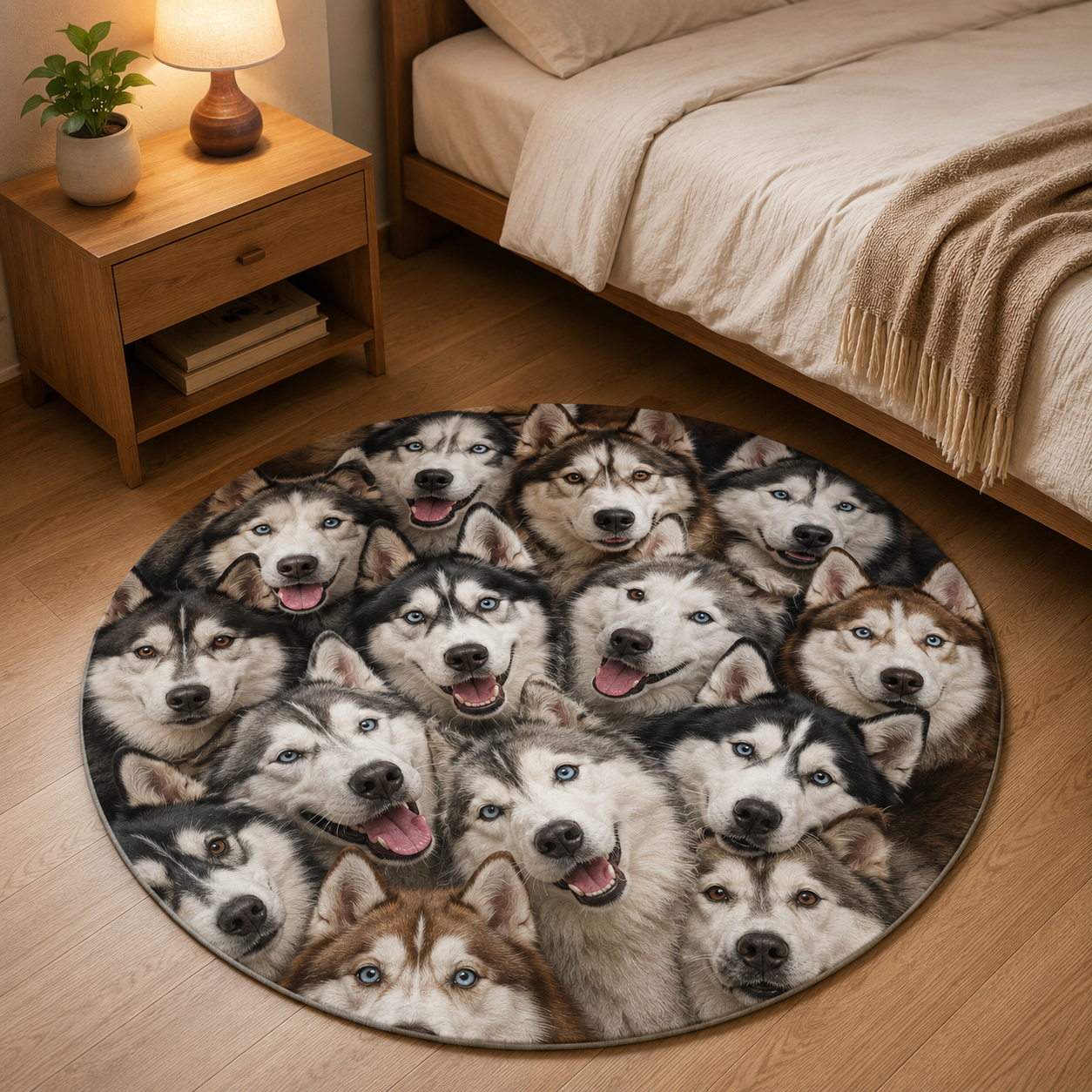 Custom Photo Dog Face Round Carpet | Photo Pet Round Rug | Gift For Dog Lovers