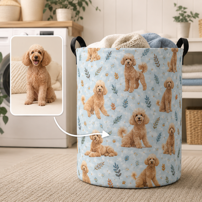 Custom Photo Dog Laundry Basket | Gift For Dog Lovers | Dog Bathroom Decor