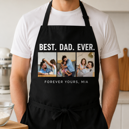 Custom Photo Best Dad Ever Apron, Personalized Apron For Dad, Gifts For Dad - TOM99