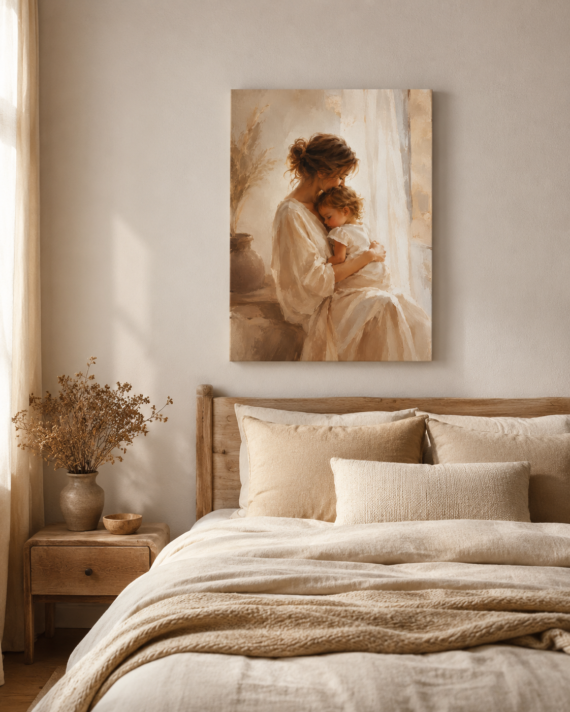 Custom Photo Mom Hug Baby Canvas Wall Art - Custom Gift For Mom TOM99