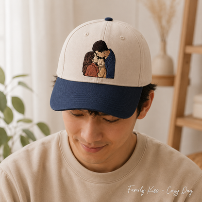 Custom Photo Dad Family Embroidered Hat, Personalized Cap, Custom Portrait Dad Hat, Father’s Day Gift TOM99