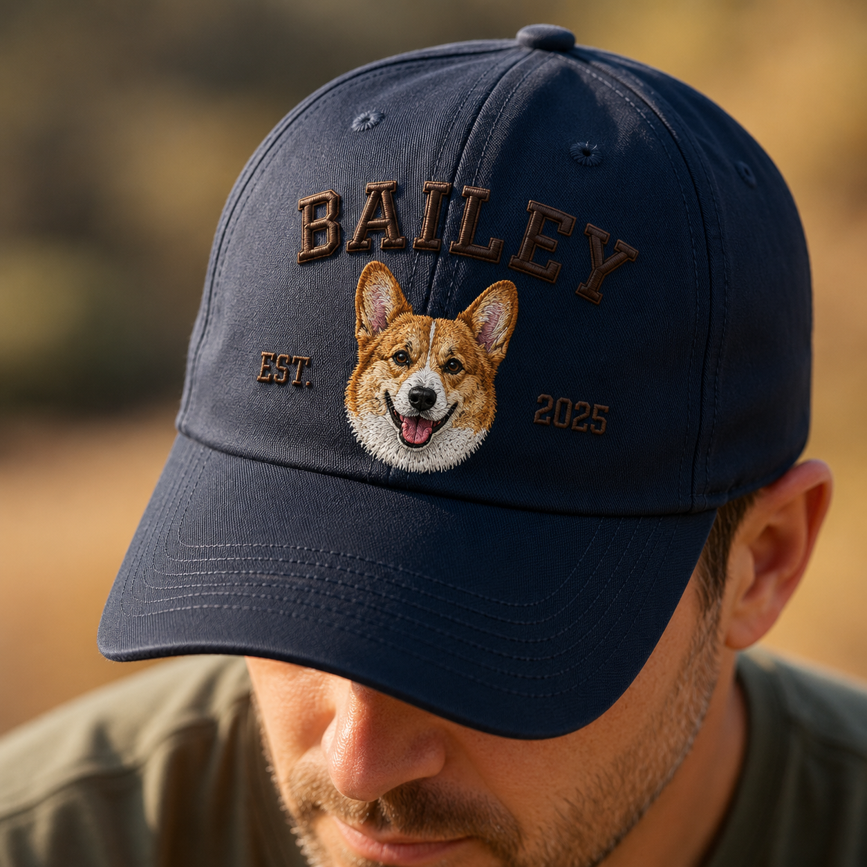 Custom Dog Portrait Embroidered Hat, Personalized Pet Name Cap, Memorial Dog Gift THUC99