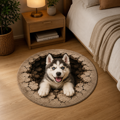 Custom Photo Dog Round Carpet | Photo Pet Round Rug | Gift For Dog Lovers
