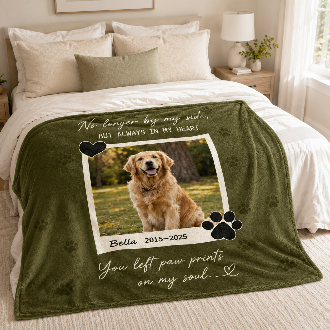 Custom Photo Dog Memorial Blanket, Personalized Dog Lovers Gifts | Gift For Dog Lovers TOM99