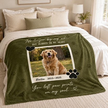 Custom Photo Dog Memorial Blanket, Personalized Dog Lovers Gifts | Gift For Dog Lovers TOM99