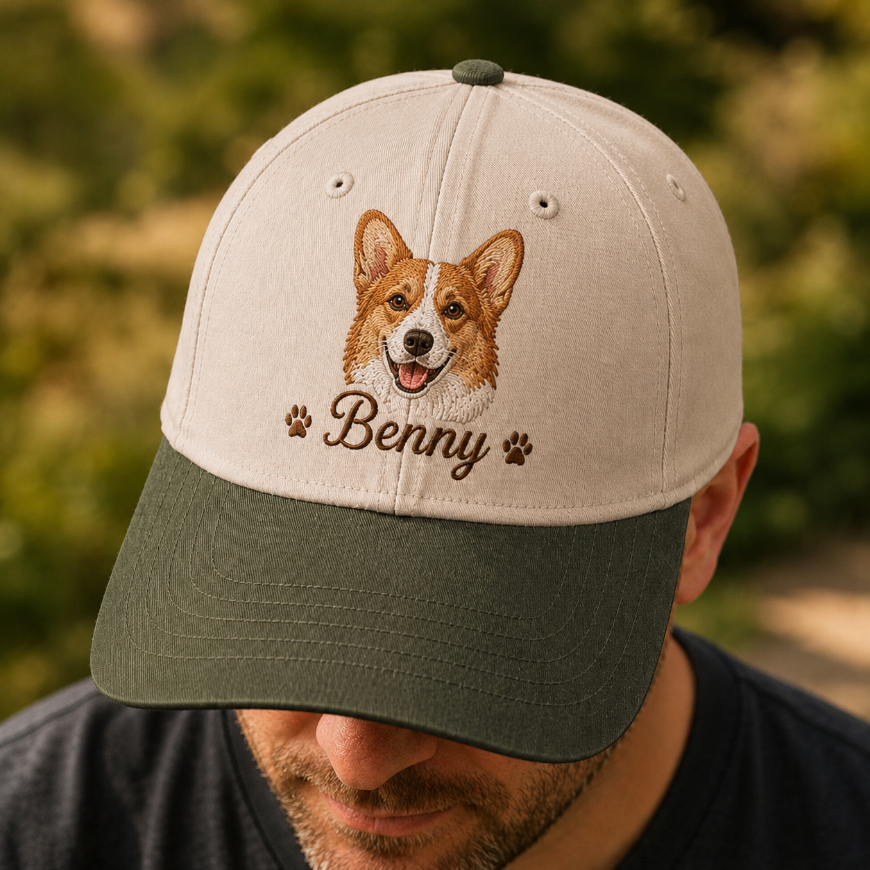 Personalized Photo Dog Face Hat, Custom Pet Photo Embroidered Cap, Gift For Dog Lovers Pa99