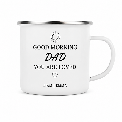 Personalized Dad Camp Mug 12oz, Custom Dad Enamel Cup, Gift For Dad TOM99