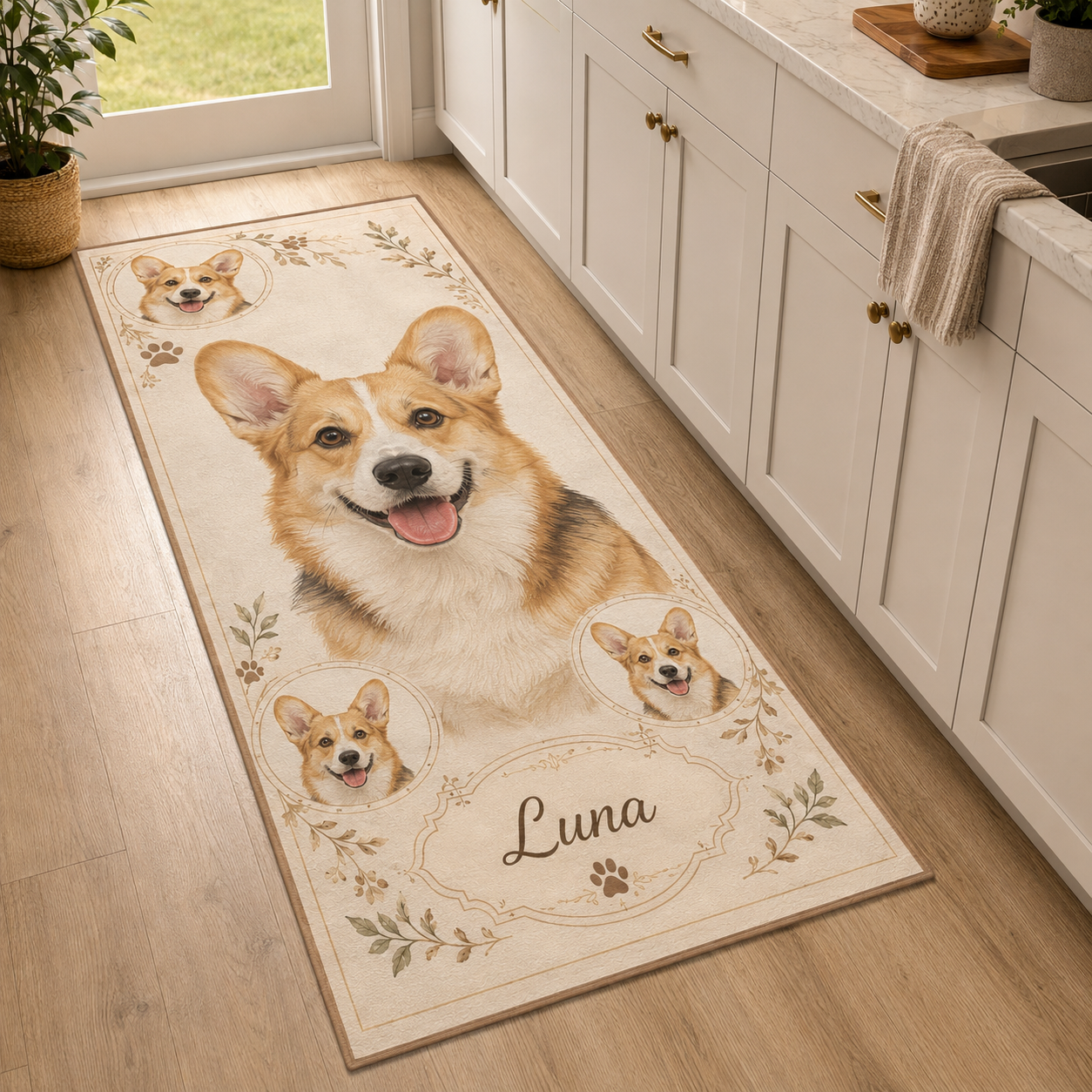 Custom Photo Dog Runner Rug | Pet Hallway Runner Carpet | Gift For Dog Lovers