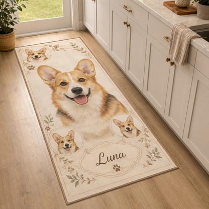 Custom Photo Dog Runner Rug | Pet Hallway Runner Carpet | Gift For Dog Lovers