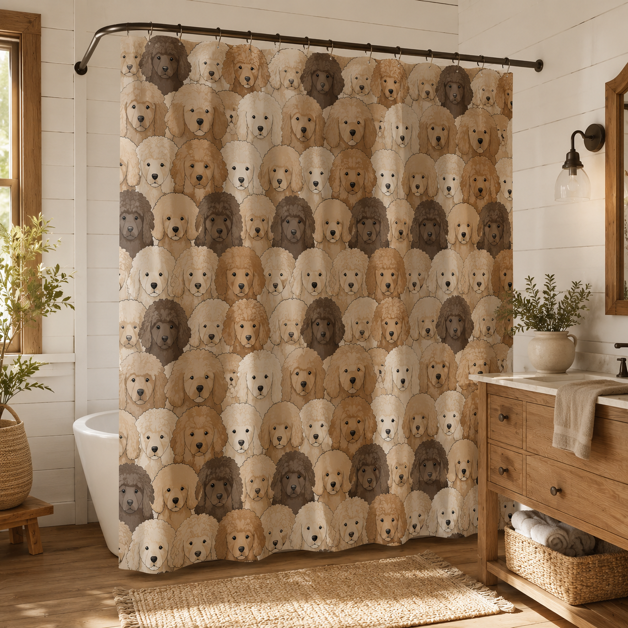 Custom Photo Dog Face Shower Curtain | Gift For Dog Lovers