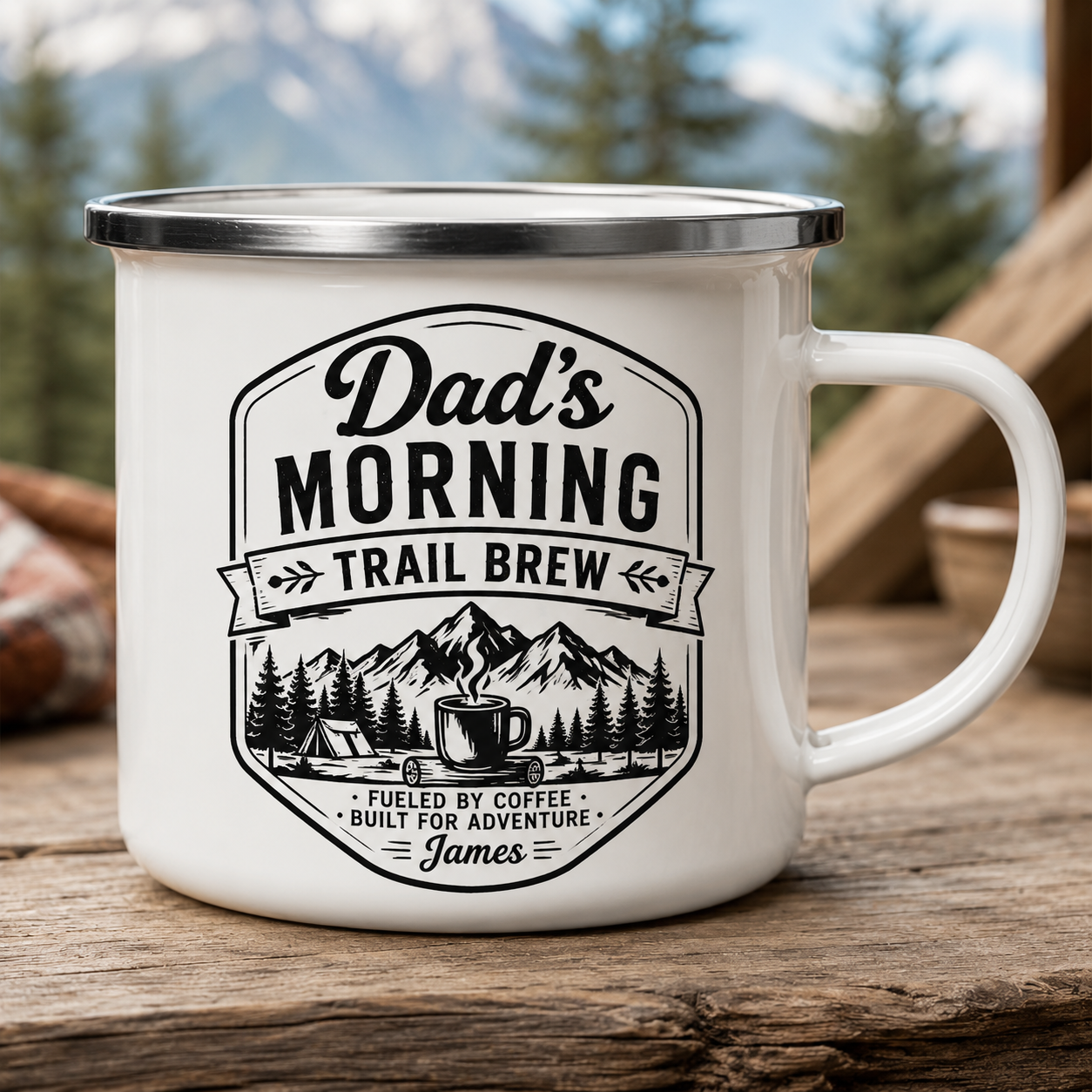 Personalized Dad Camp Mug 12oz, Custom Dad Enamel Cup, Gift For Dad TOM99