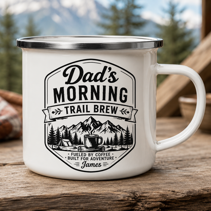 Personalized Dad Camp Mug 12oz, Custom Dad Enamel Cup, Gift For Dad TOM99