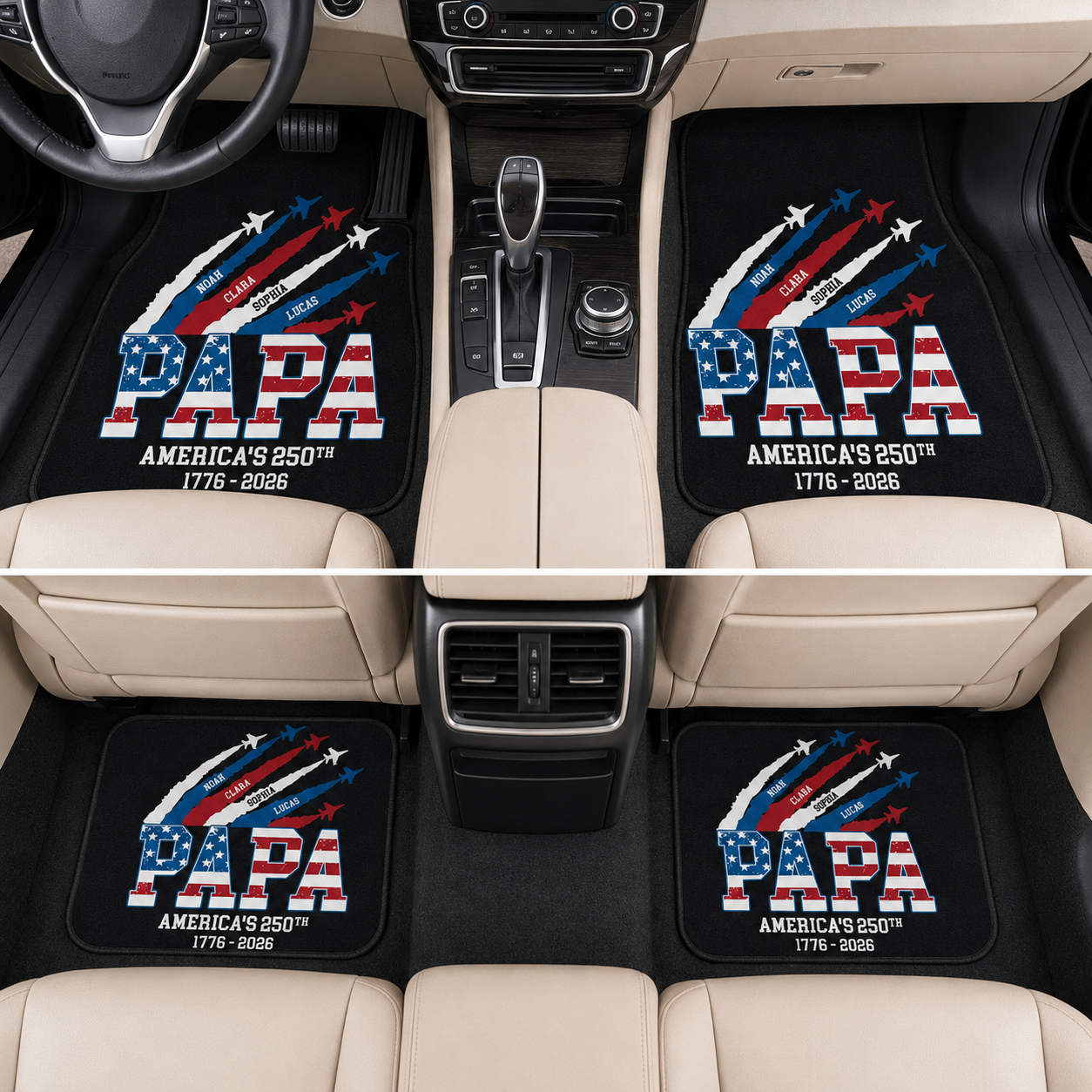 Personalized Dad Flannel Car Floor Mats, Custom Dad Floor Mats, Gift For Dad TOM99