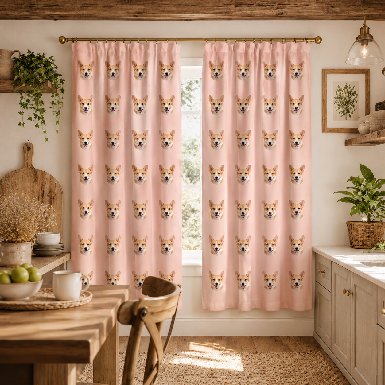 Custom Photo Dog Face Window Curtain | Gift For Dog Lovers