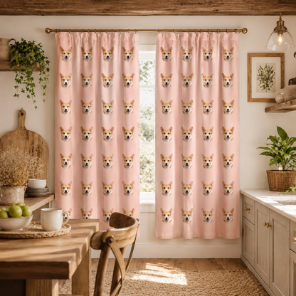 Custom Photo Dog Face Window Curtain | Gift For Dog Lovers