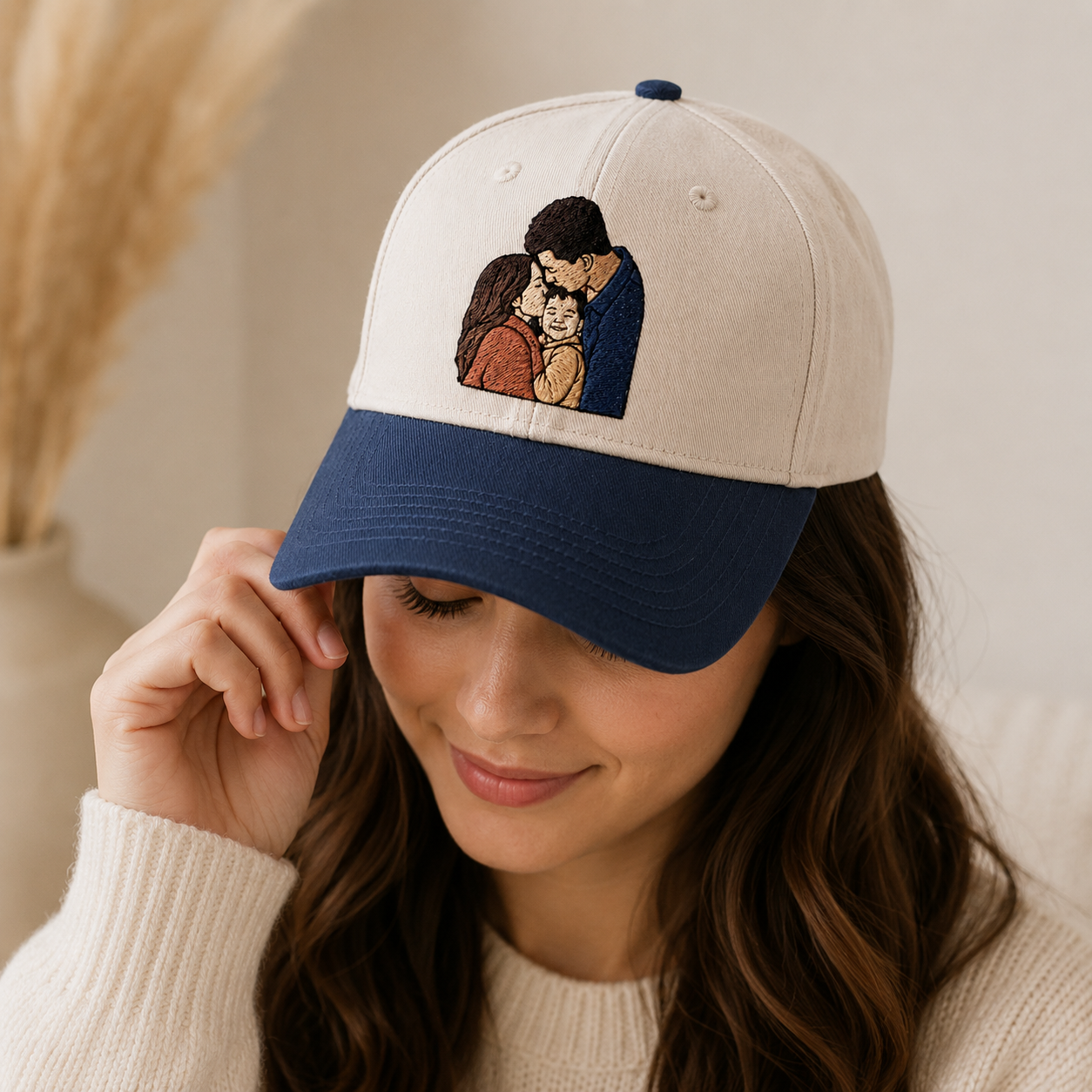 Custom Photo Dad Family Embroidered Hat, Personalized Cap, Custom Portrait Dad Hat, Father’s Day Gift TOM99