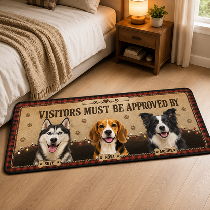 Custom Photo Visitors Must Be Approved By Dogs Runner Rug | Pet Hallway Runner Carpet | Gift For Dog Lovers