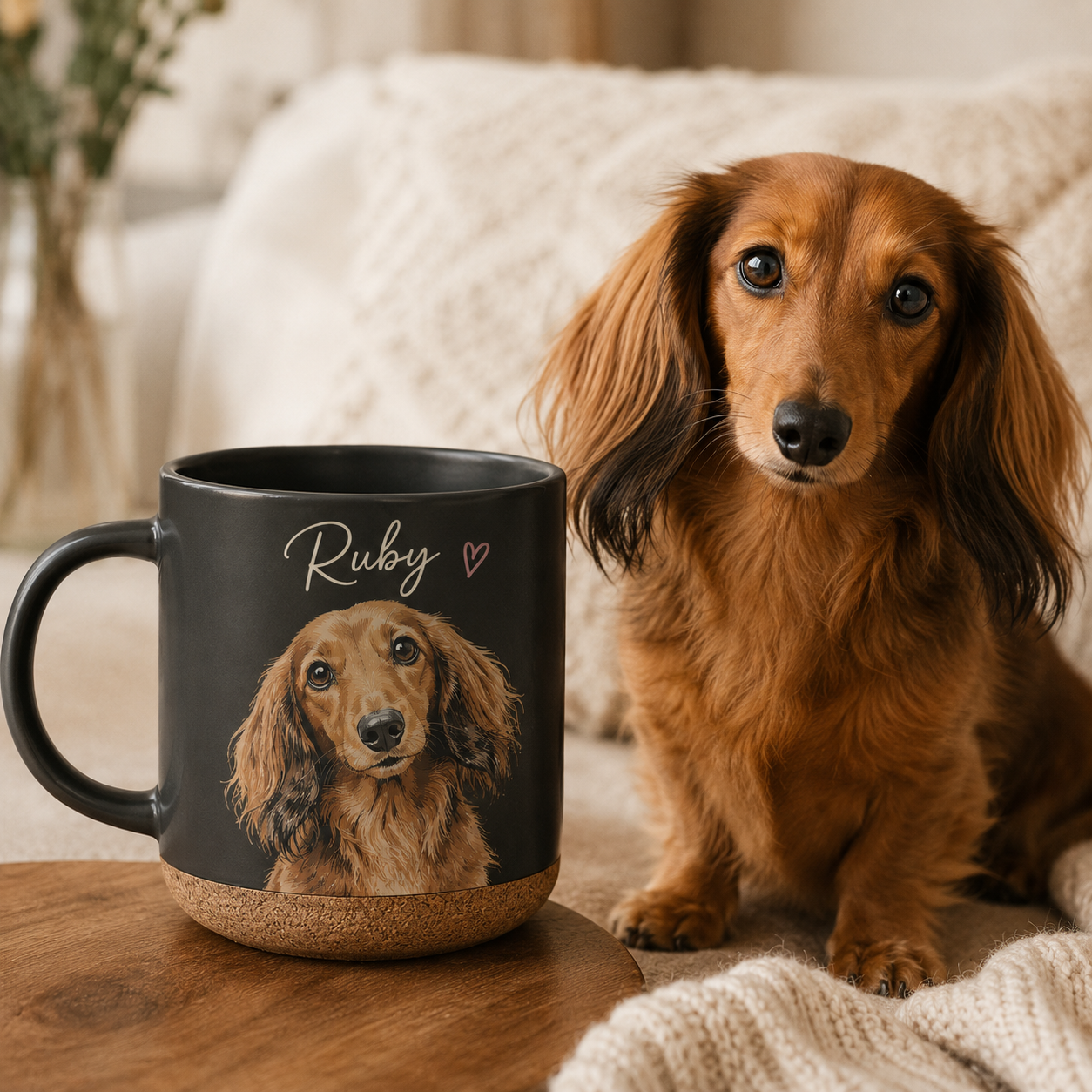 Custom Photo Dog 12oz Cork Mug | Gift For Dog Lovers | Pet Lover Gifts TOM99